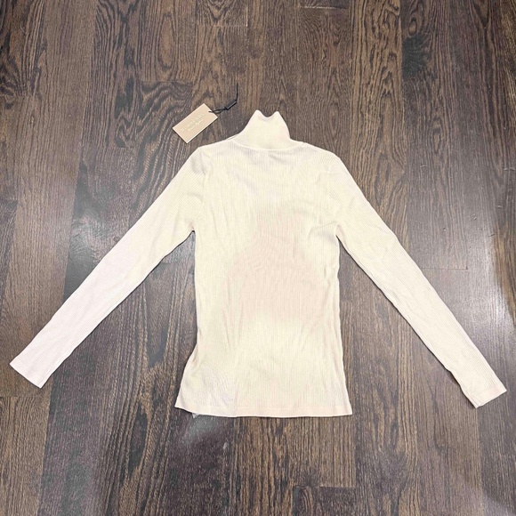 Burberry London Turtle Neck Sweater Women's M Beige Nova Check Ribbed NWT - Picture 9 of 9